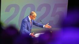 Kanzler Friedrich Merz bei seiner Rede auf dem Tag der Industrie. Wie blickt die Wirtschaft auf das Jahr 2025?