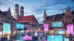 So wie auf diesem KI-generierten Bild von München als digitale Stadt sieht es noch nicht aus, aber die bayrische Landeshauptstadt ist auf dem Weg dort hin.