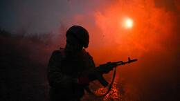 Russische Soldaten im Frontabschnitt Pokrowsk. 